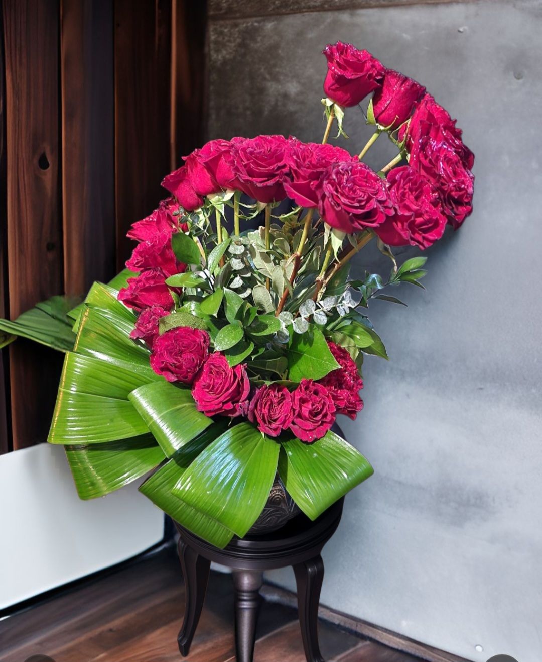Spiral Crimson Rose Arrangement